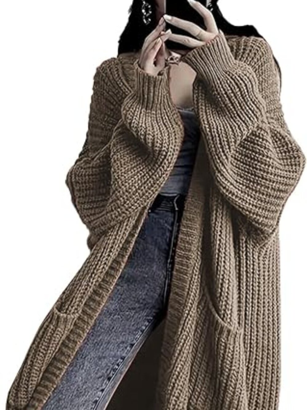 New -‎ Women's Plus Size Oversized Long Cardigan Sweaters Chunky Knit Open Front